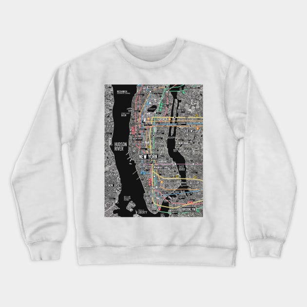 New york city subway street map Crewneck Sweatshirt by ol1ie